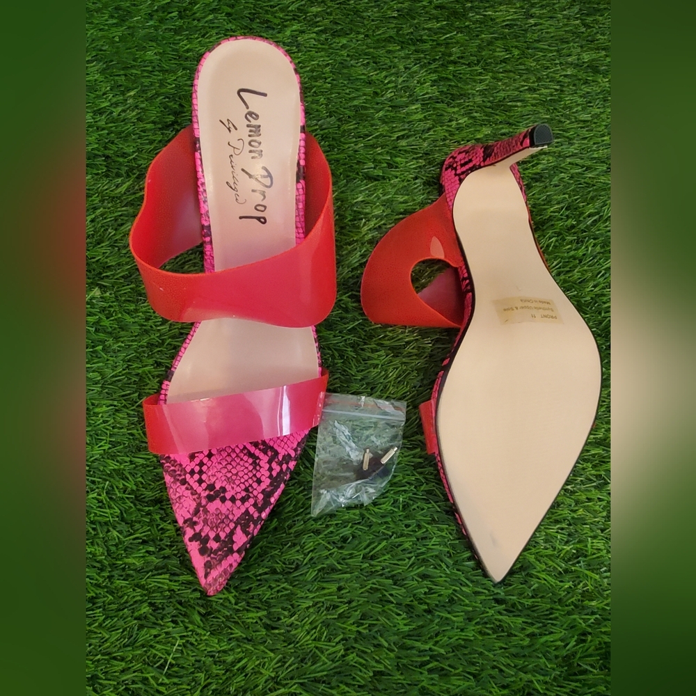 Hot pink open toe mule